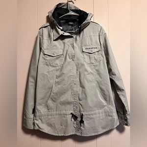 Ride Snowboard Shacket Size large Gray Hybrid Lightweight Hooded Jacket
